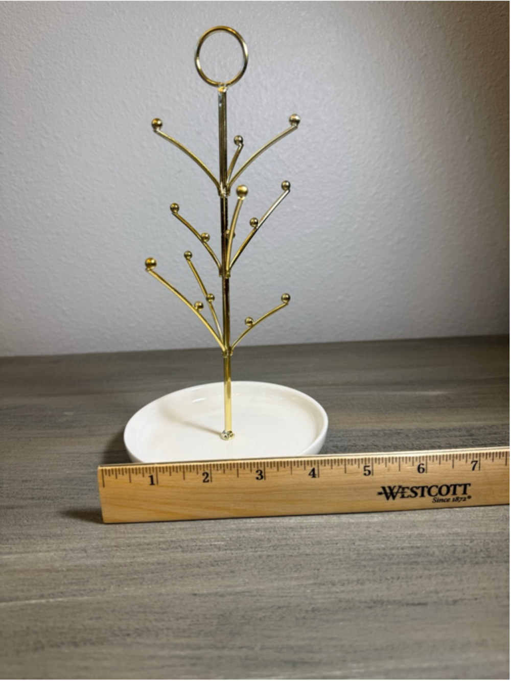 gold-colored jewelry tree stand ornament display trinket tray - Picture 5 of 7